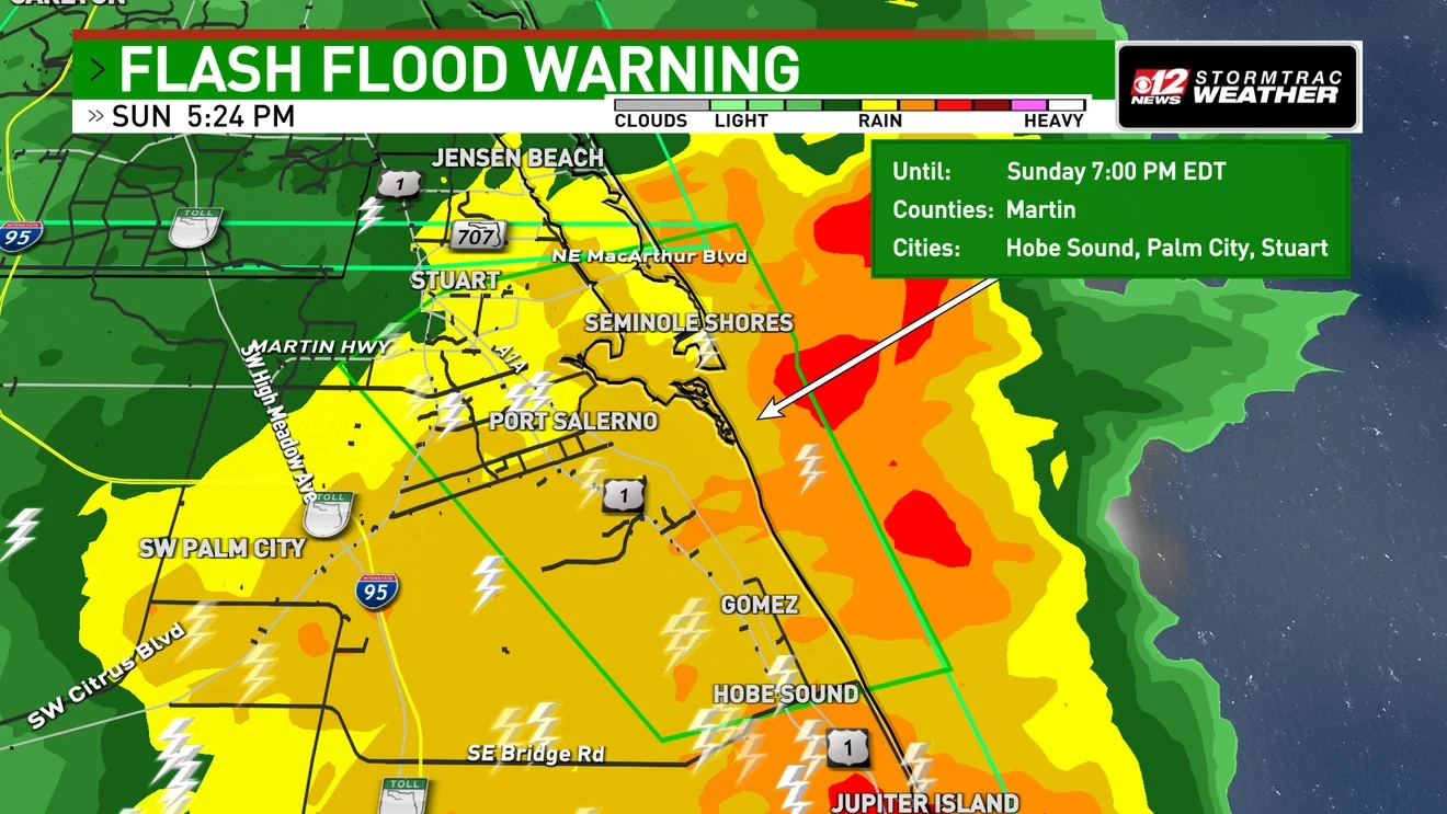 Flash Flood Warning Hits Stuart, Hobe Sound, Palm City and Coastal Martin County